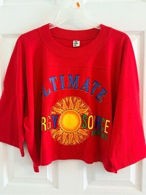 Red 'Ultimate Energy Source' Cropped Tee Shirt